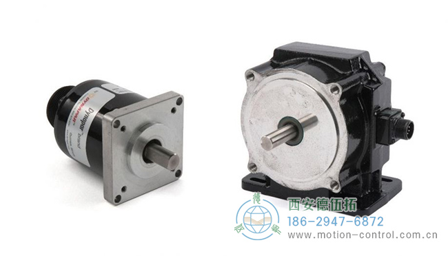 图 1：编码器安装座可以是安装法兰（左）或底脚安装座（右）。