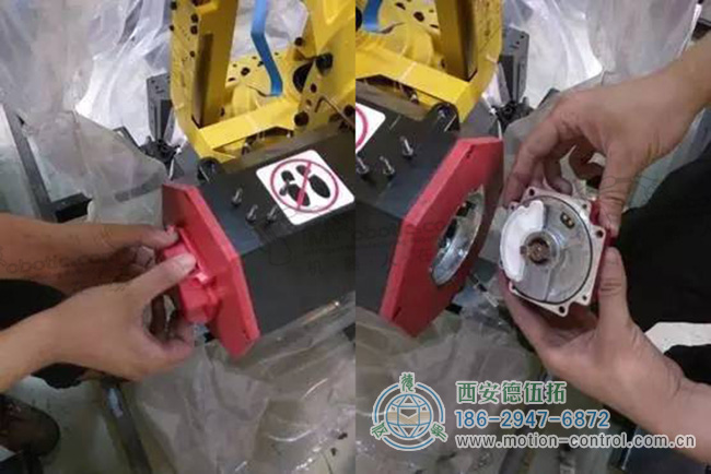 图为点检机器人上的编码器定期维护保养照片