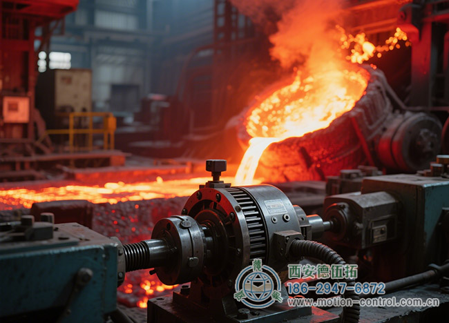 图为编码器在炼钢厂的高温环境下的工作照片